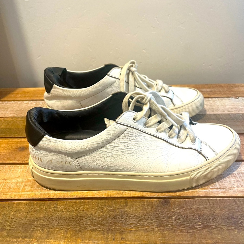Woman by Common Projects Achilles Low | Size 37 | 6.5 or 7 US | White with Black